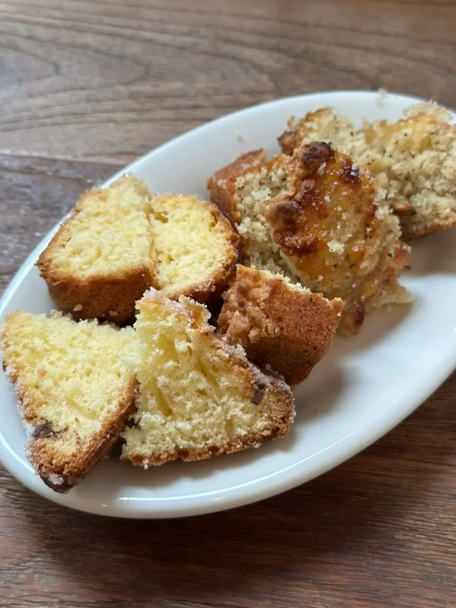 Salted choco chip madeleine with coffee