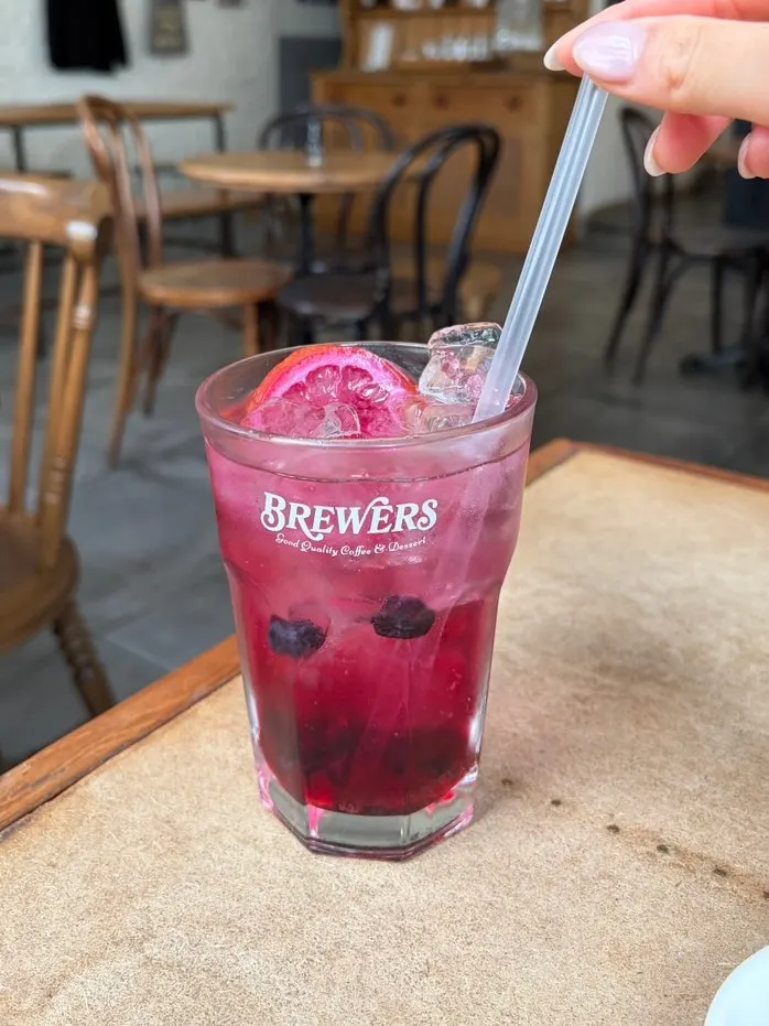 Glass of blueberry lemonade