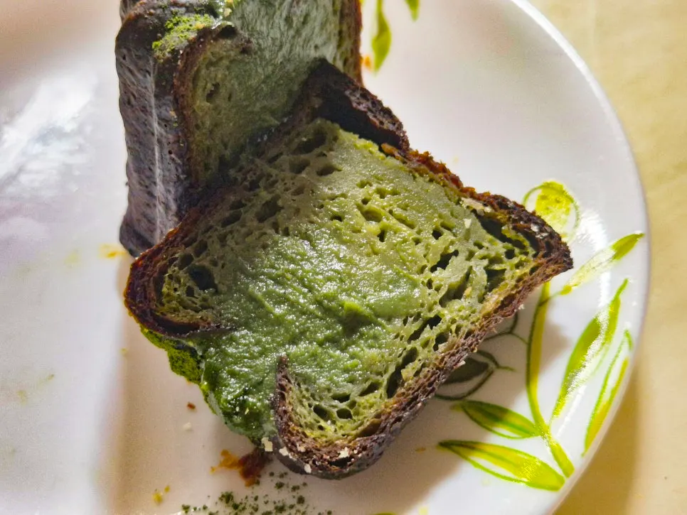 Matcha ganache canelé, exterior view