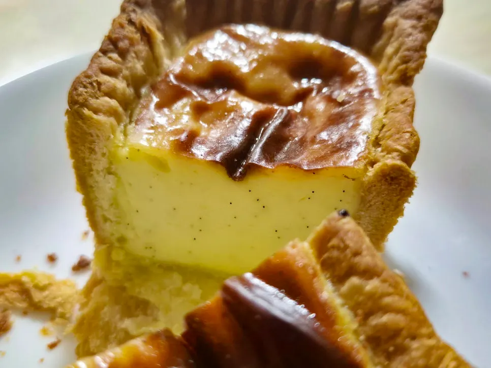 Vanilla flan dotted with vanilla bean