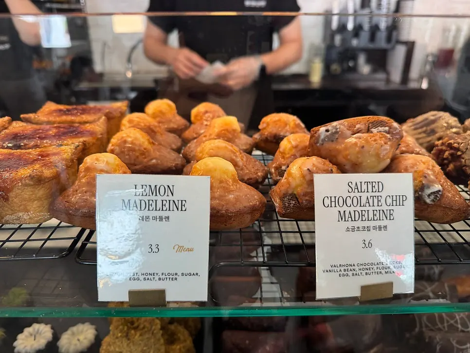 Dessert showcase with baked goods on display