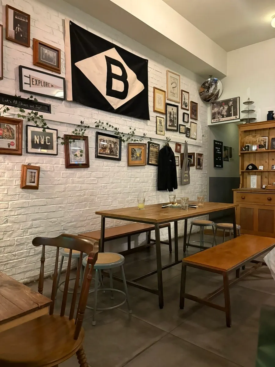 Inside Brewers Coffee after coming in from the rain