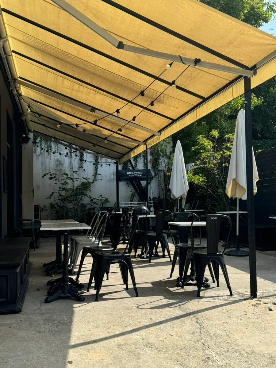 Wide terrace space next to the café