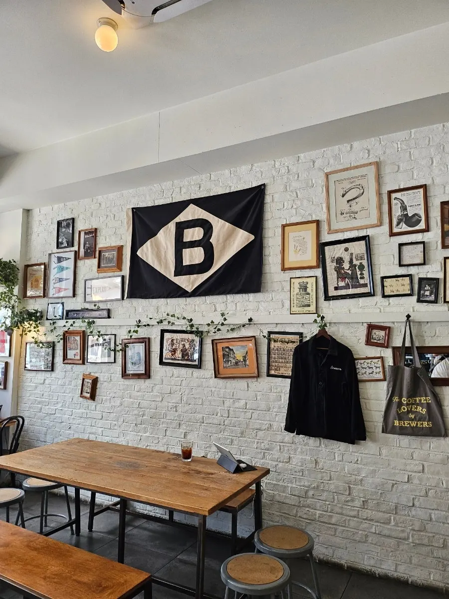 Café interior tables and lighting