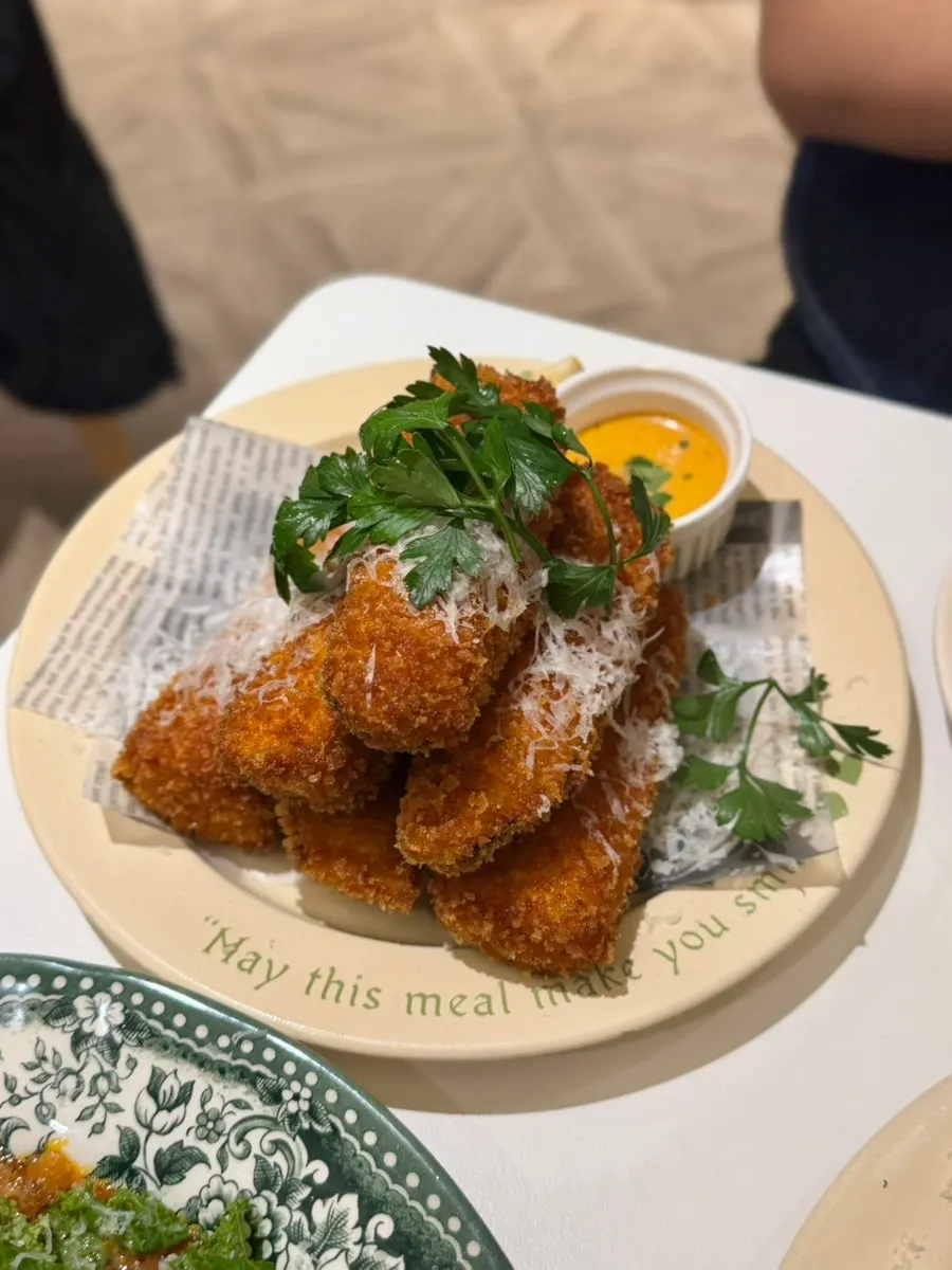 Spicy fried eggplant fresh out of the fryer
