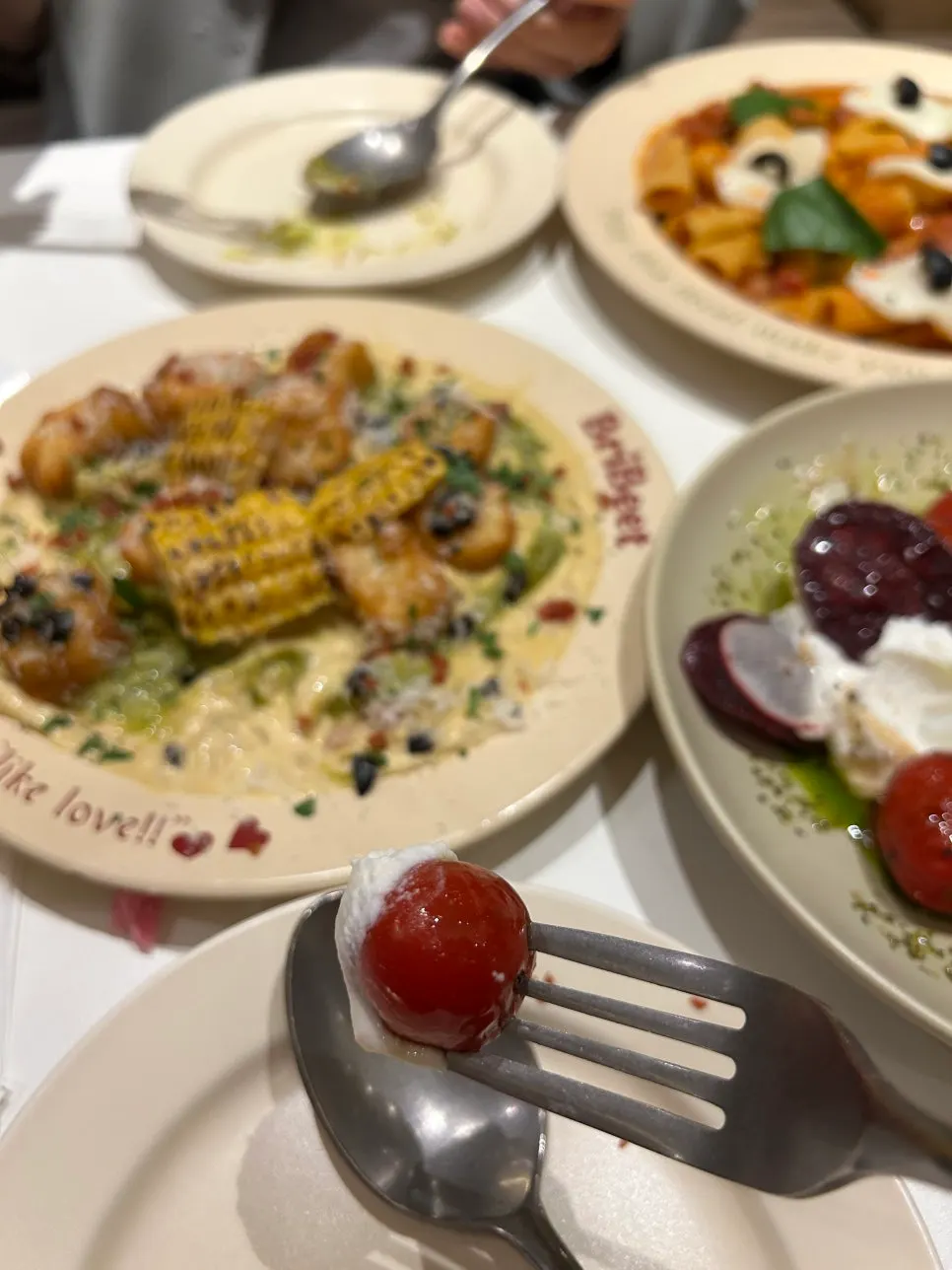 토마토와 그릭요거트가 어우러진 샐러드 클로즈업