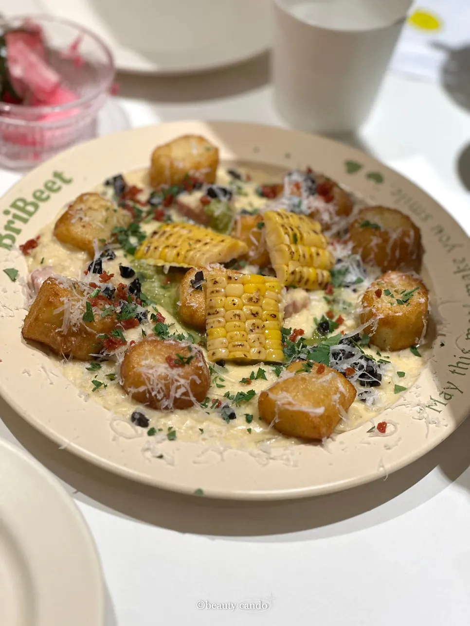 A single piece of gnocchi being picked up