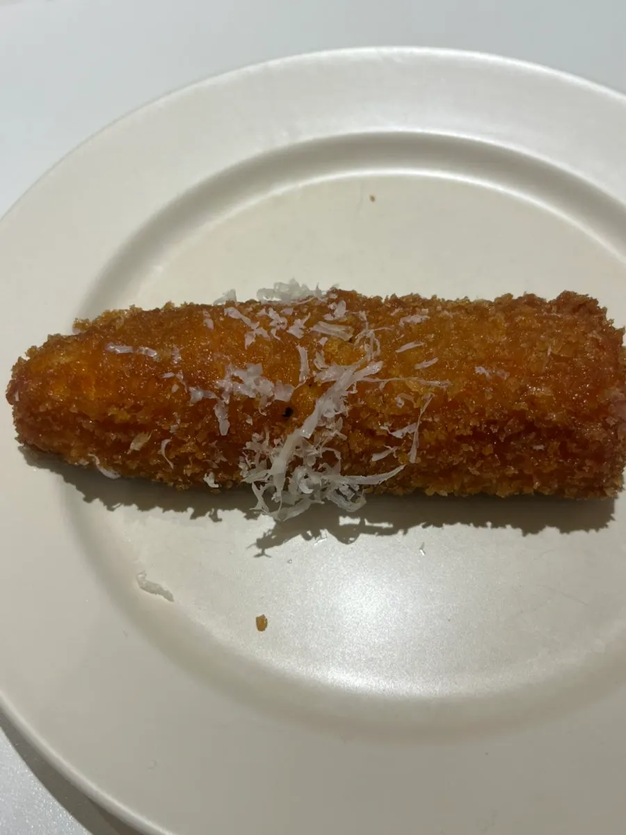 Close-up of the crispy fried eggplant