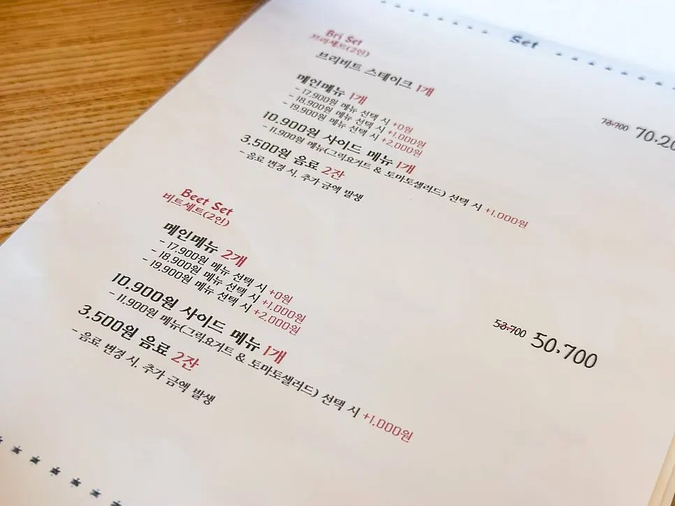 ニョッキとパスタが書かれたブリビテ聖水のメニュー表
