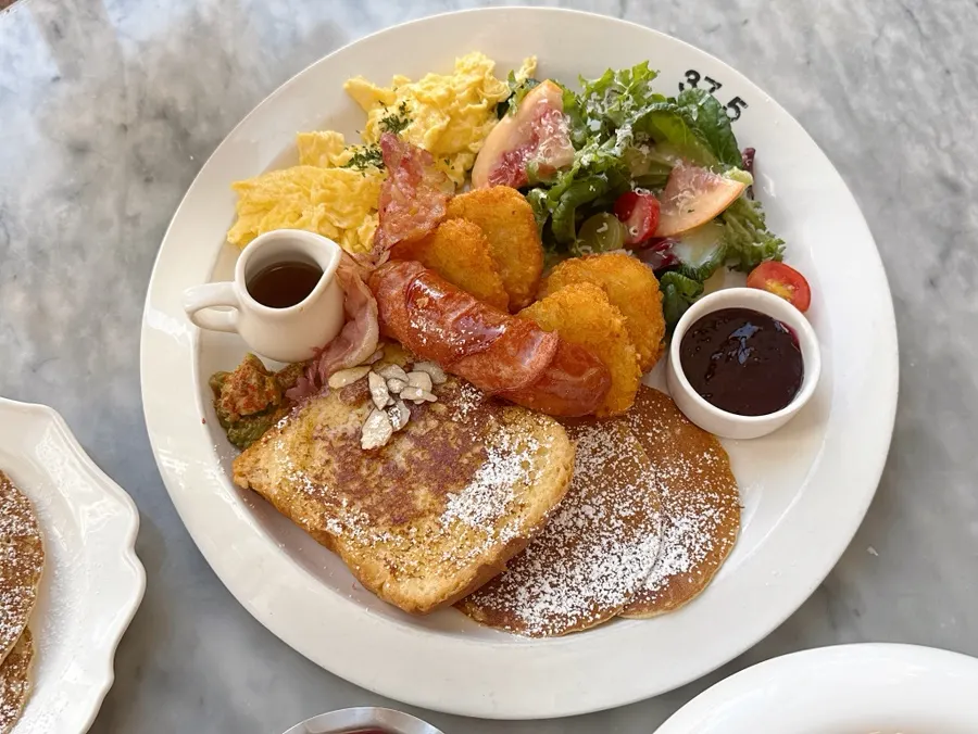 Pancake and French toast side arrangement
