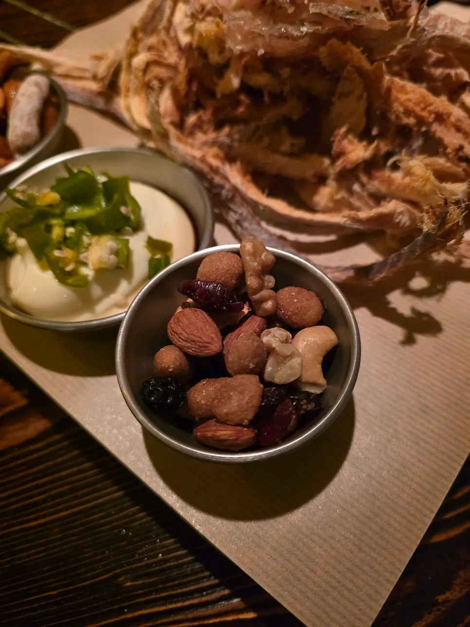 Mayonnaise dipping sauce served with the dried pollack