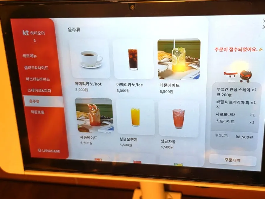 ブオッカンのスプライトとパスタの皿