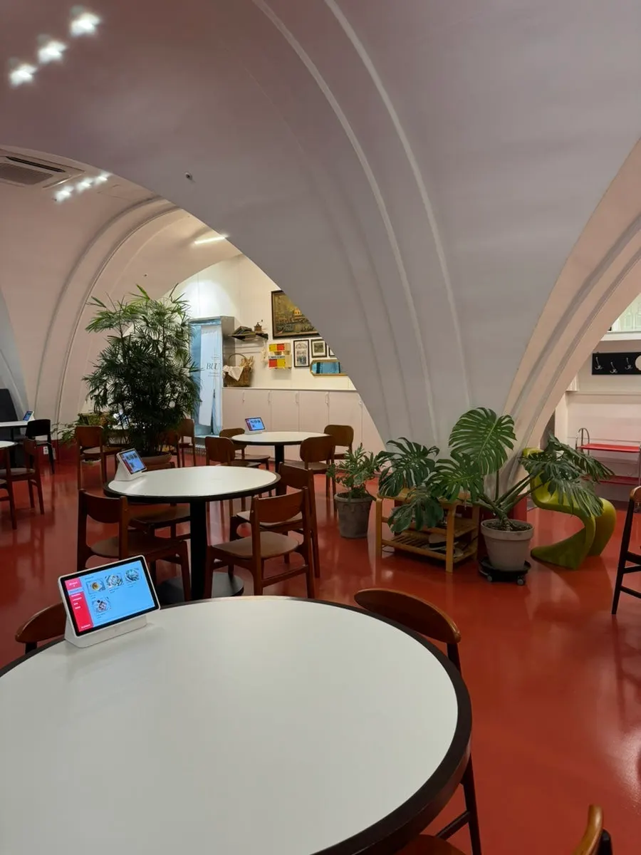 Restaurant entrance on the basement floor of Oslo Park