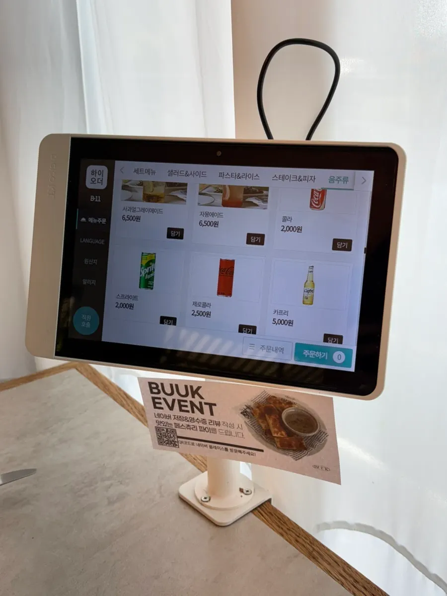Menu board listing pasta and pizza dishes