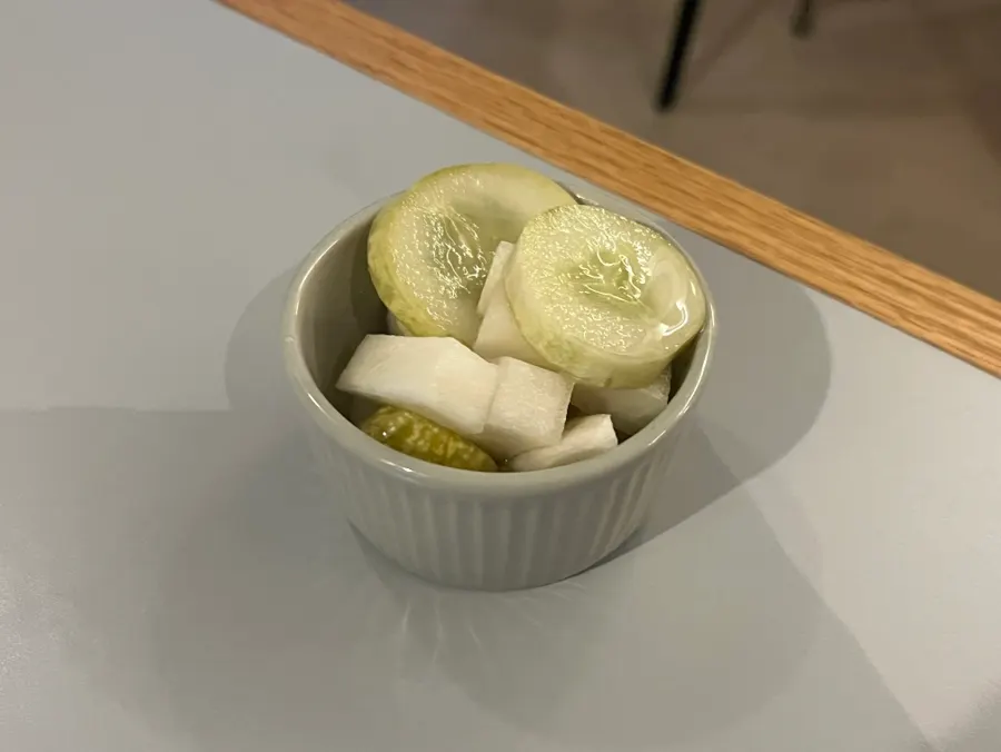 Cucumber and radish pickles served as a basic side