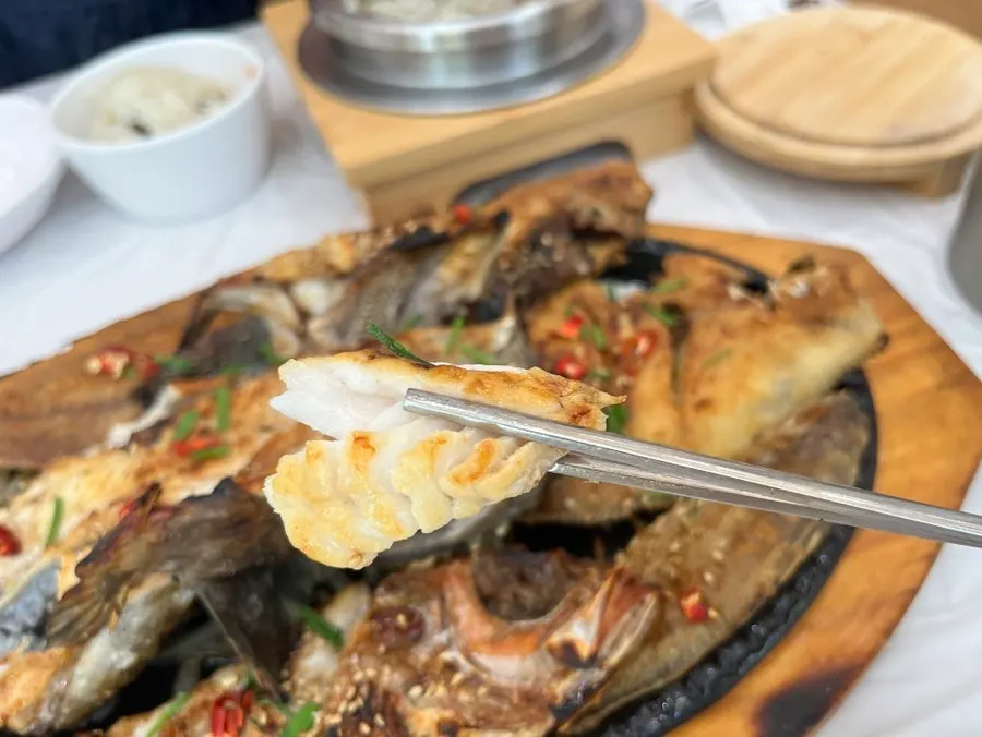 Close-up of grilled rockfish