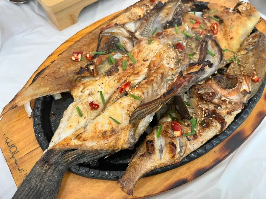 Full spread of the Gyehwado grilled fish set meal