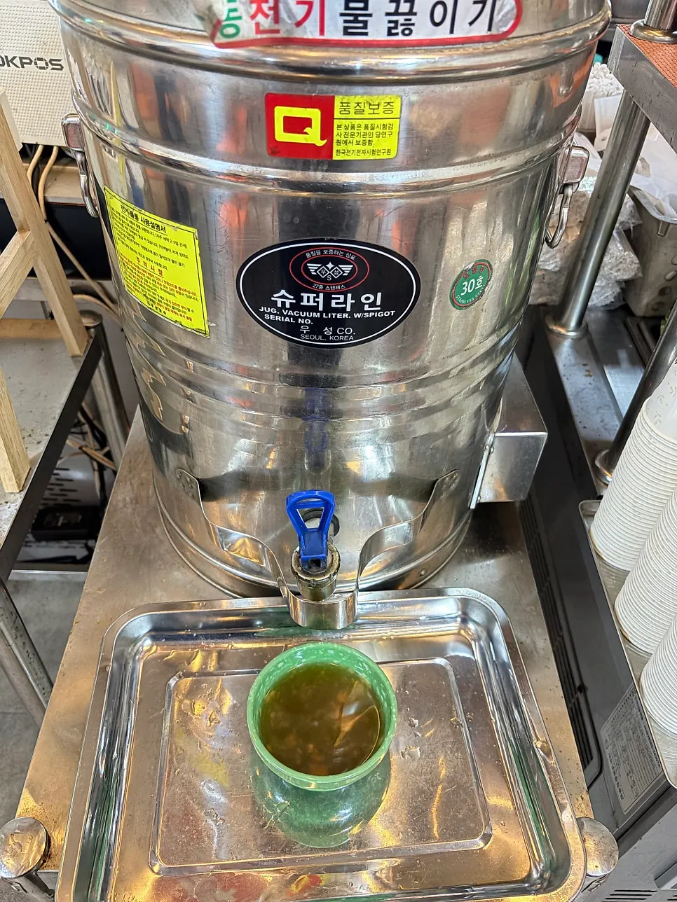 Self-serve bar stocked with small plates and wet wipes