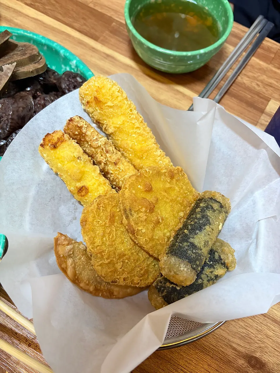 Assorted fried snacks fried fresh to order