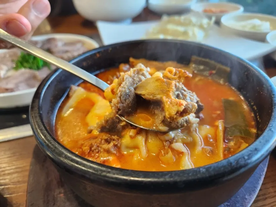 Close-up of tender, well-boiled beef shank suyuk