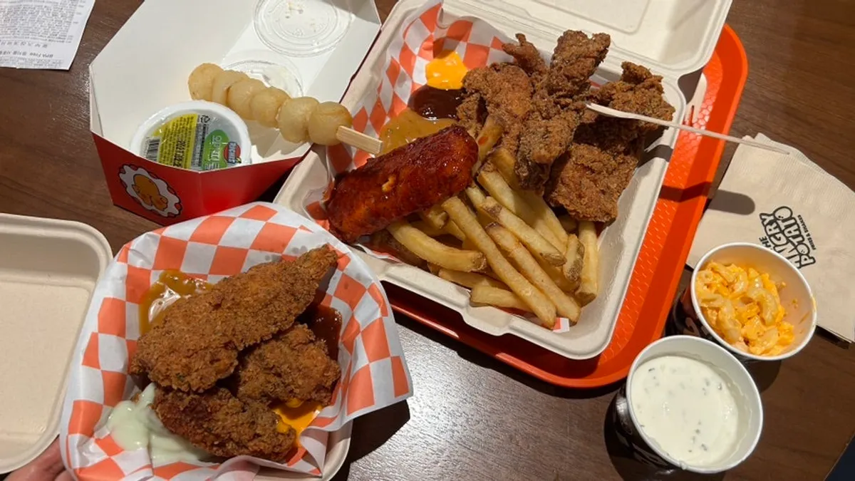 Cheese sticks topped with spicy Chili's sauce