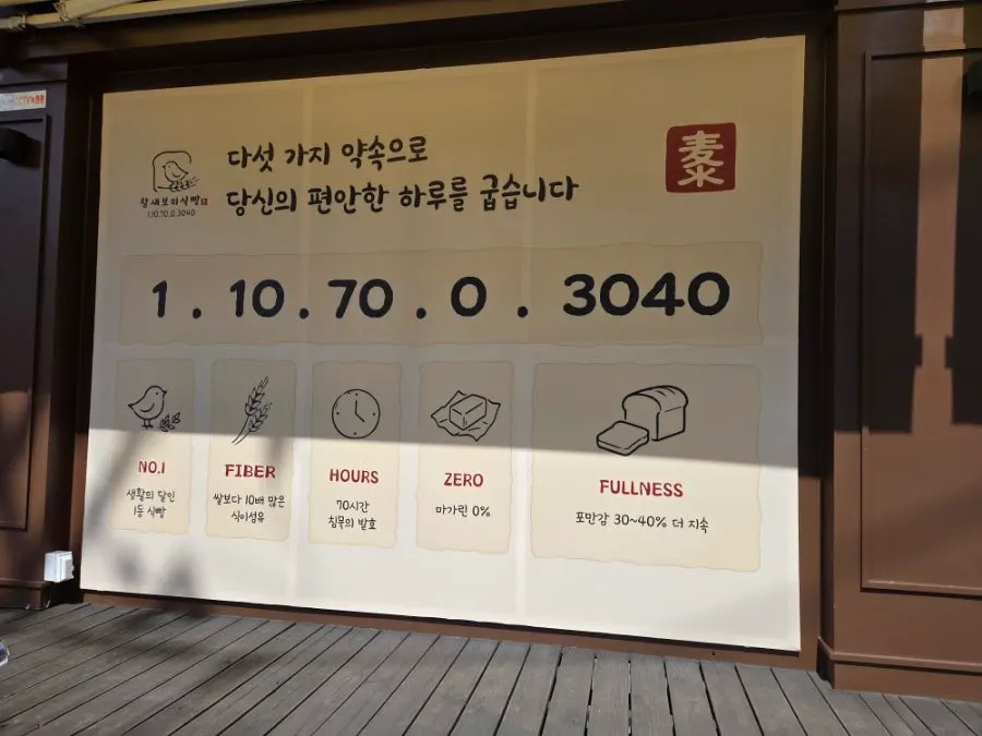 Sign with the five promises posted at the storefront