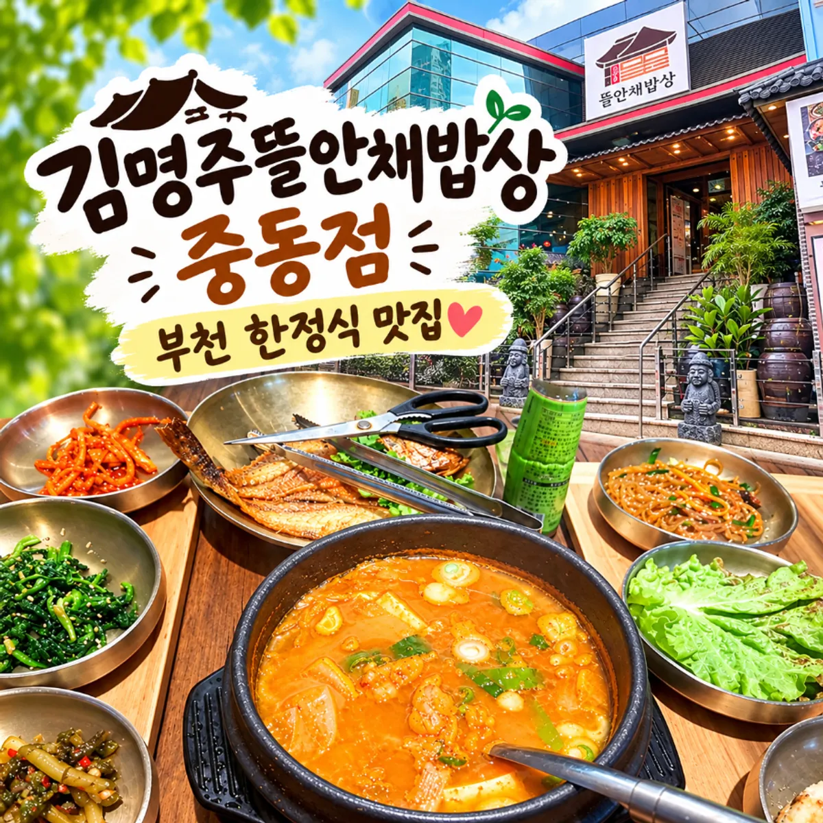 Sinjung-dong Korean set meal with barley corvina