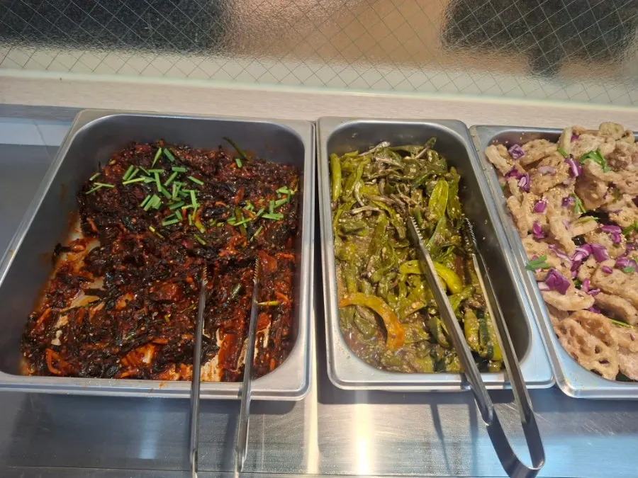 Extra fried lotus root at the self-serve bar