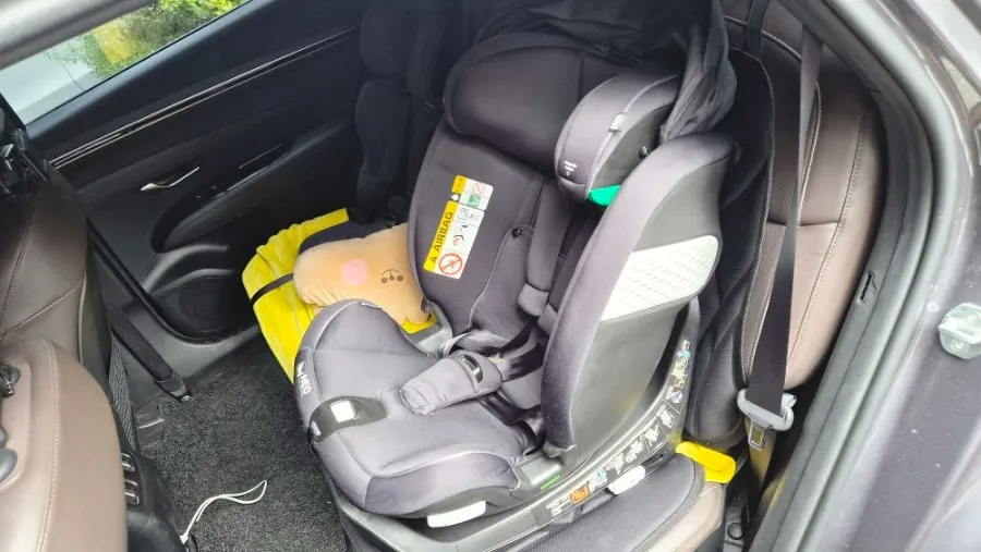 Cleaned car with the freshly washed car seat installed