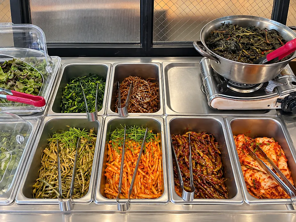 Self-bar corner filled with banchan