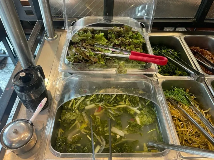 Extra banchan placed at the self-bar