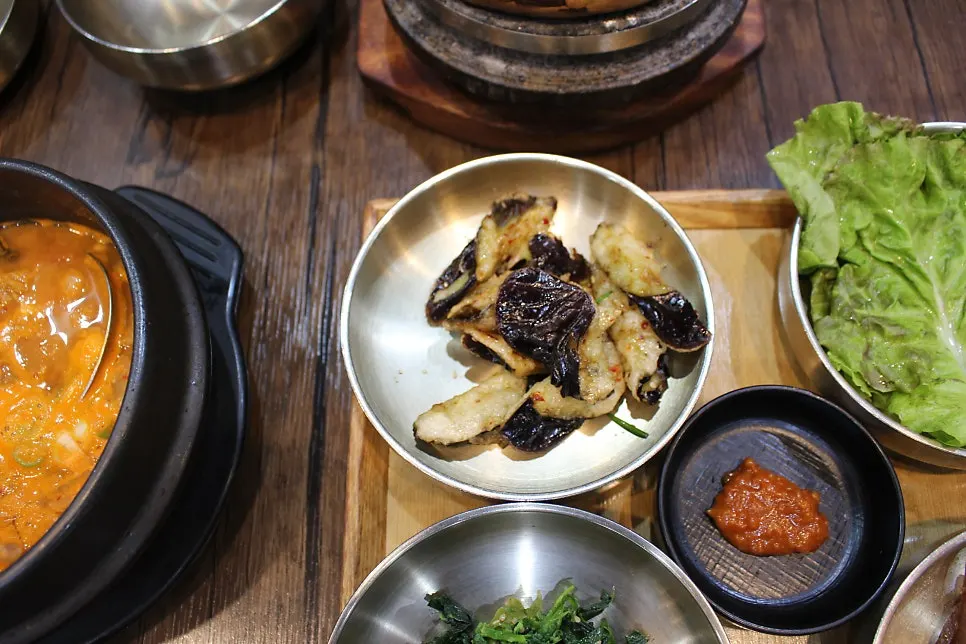 Korean set meal served with an array of side dishes