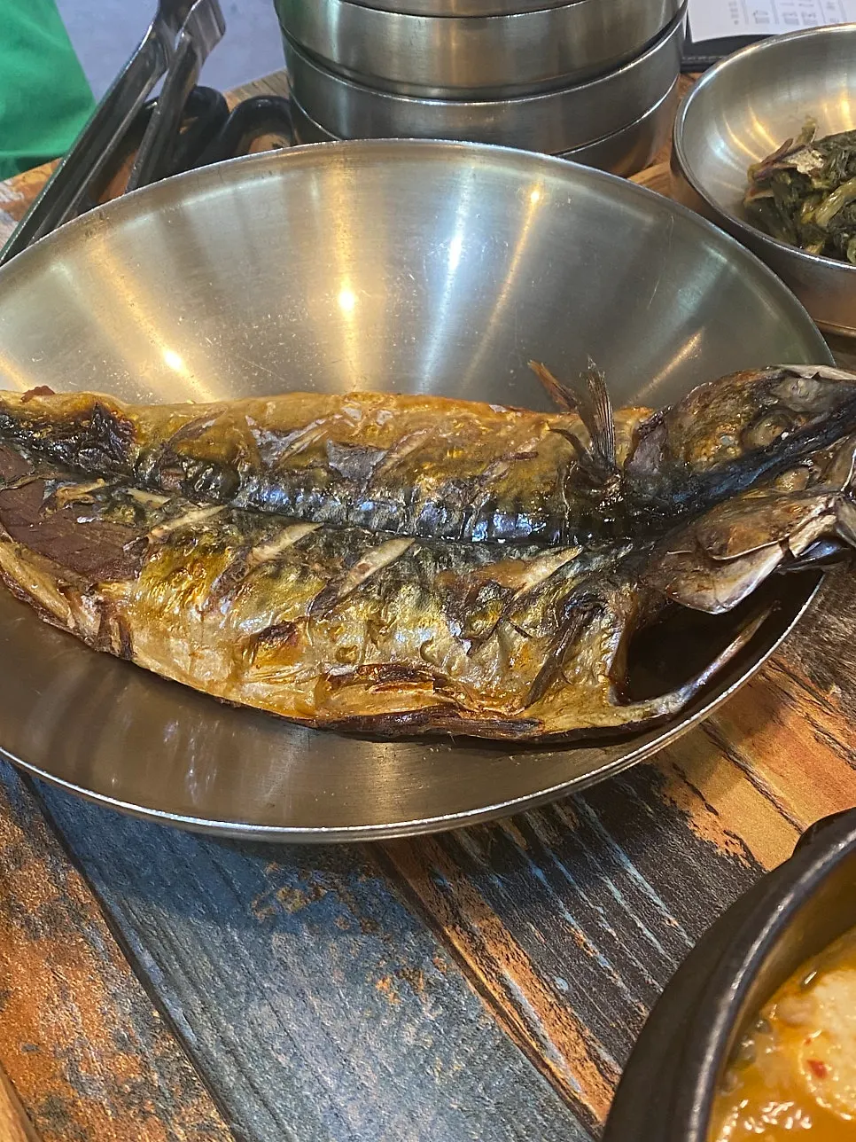 Golden-brown grilled mackerel