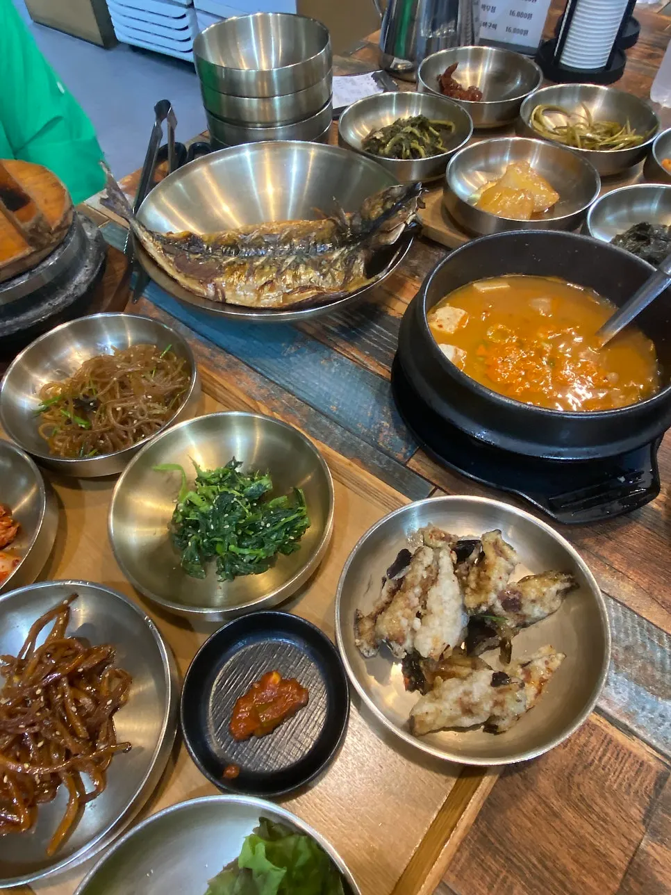 Full table set with 12 banchan