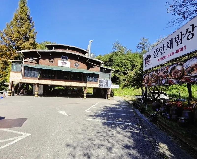 The restaurant building seen from the alley near Gachiul Station