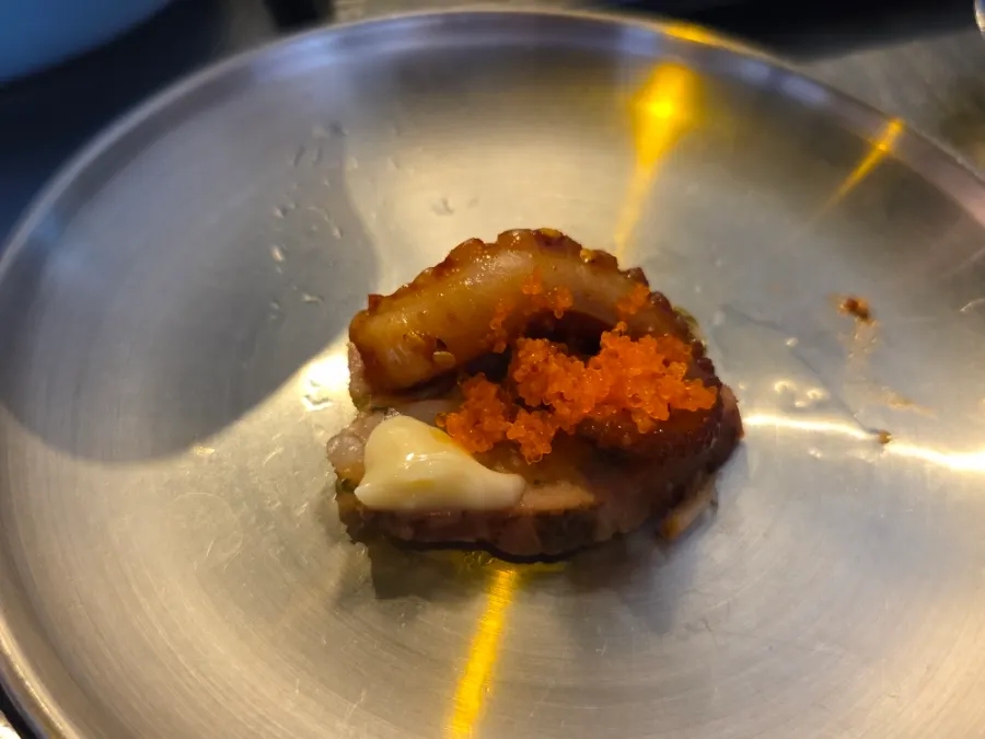 Spicy-sweet jjukkumi paired with pork belly