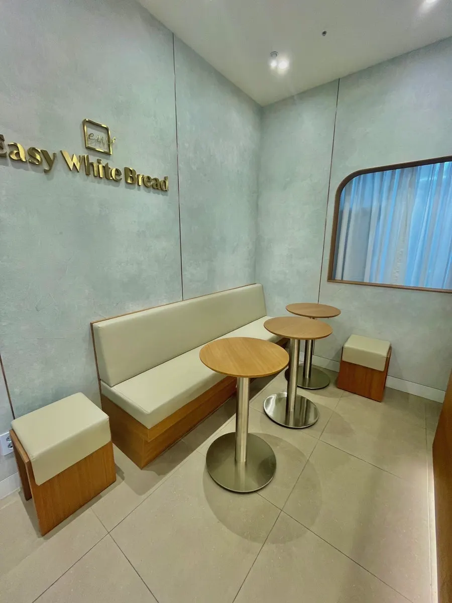 Bakery exterior with seating