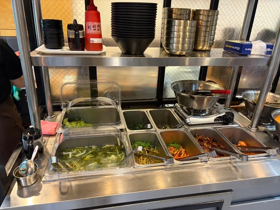 Self-bar corner with various banchan dishes