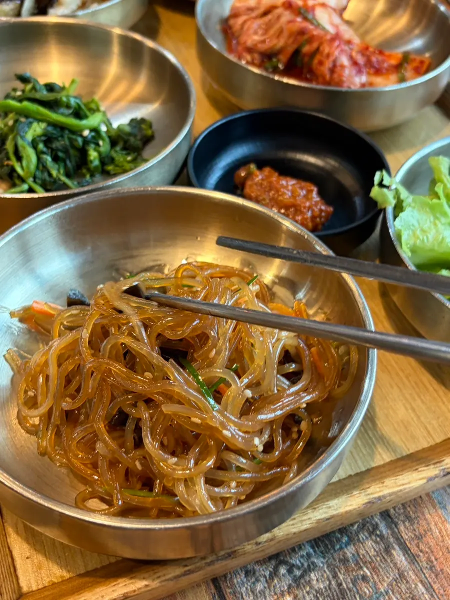 Neatly arranged Korean set-meal banchan
