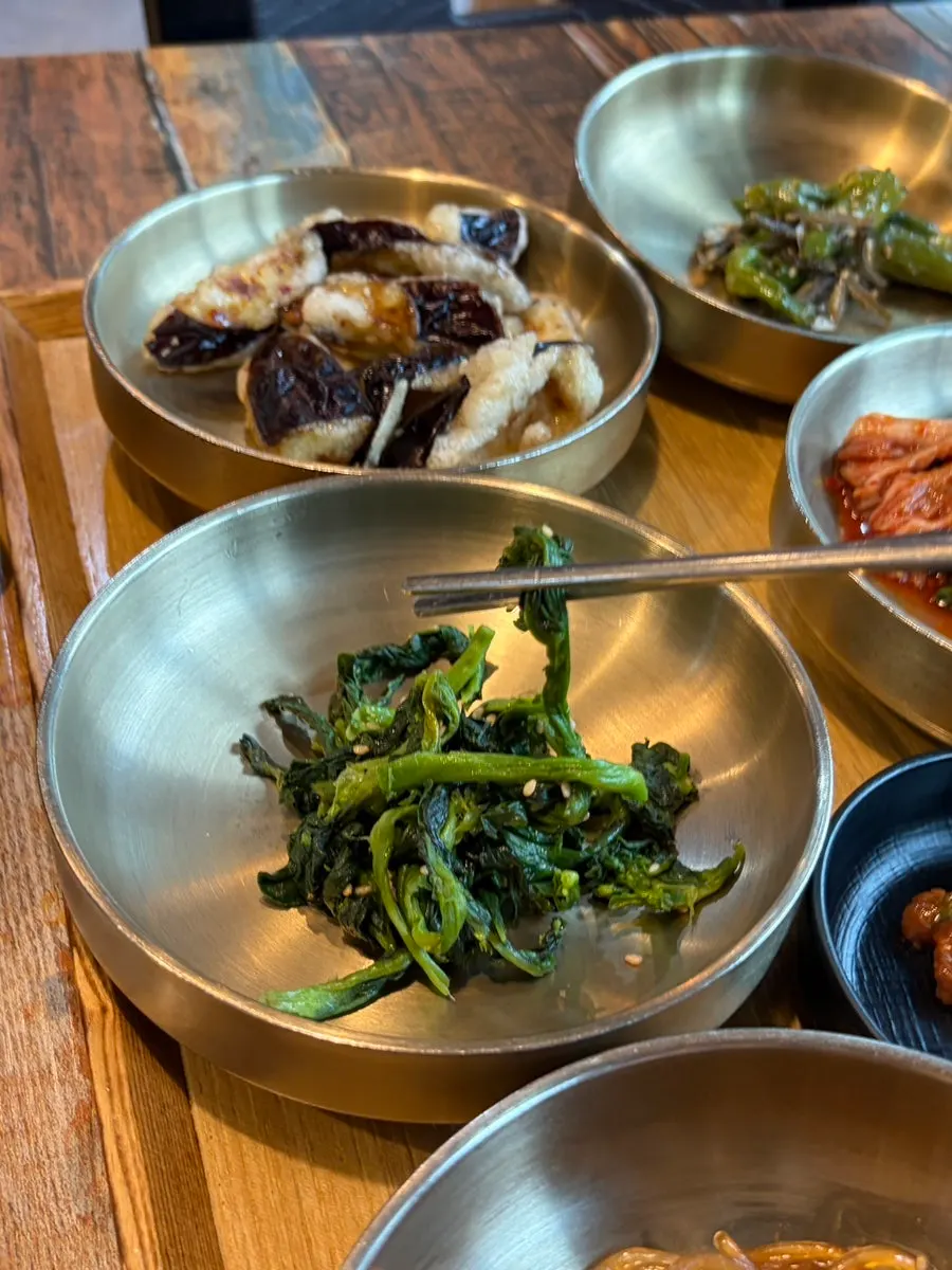 Assortment of banchan on the set-meal table