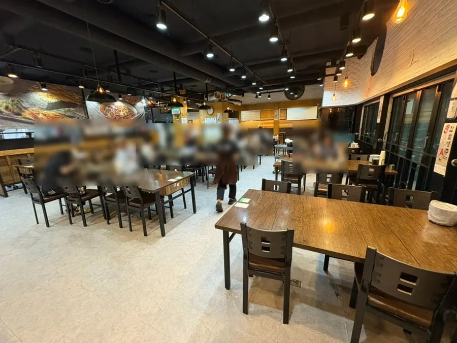 Second-floor hallway inside the Korean restaurant