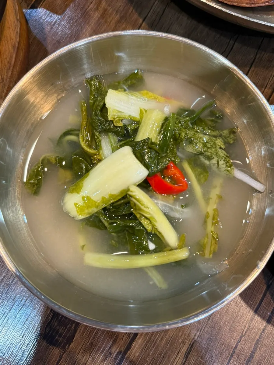 Cheonggukjang stew included in the set, served in a stone pot