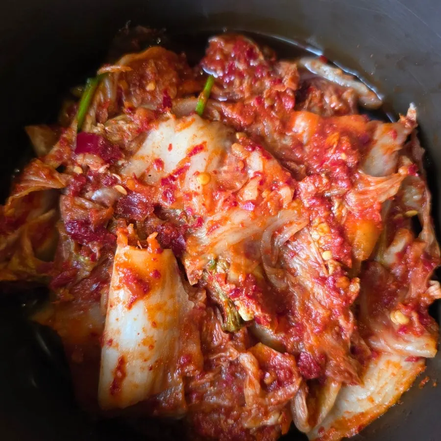Crisp kimchi paired with soy milk noodles