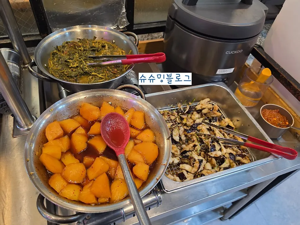 Generous Korean meal spread