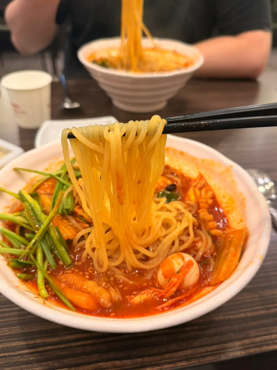 Jjamppong filled with a variety of ingredients