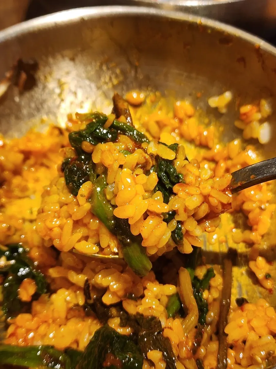 Namul bibimbap made from the leftover seasoned vegetables