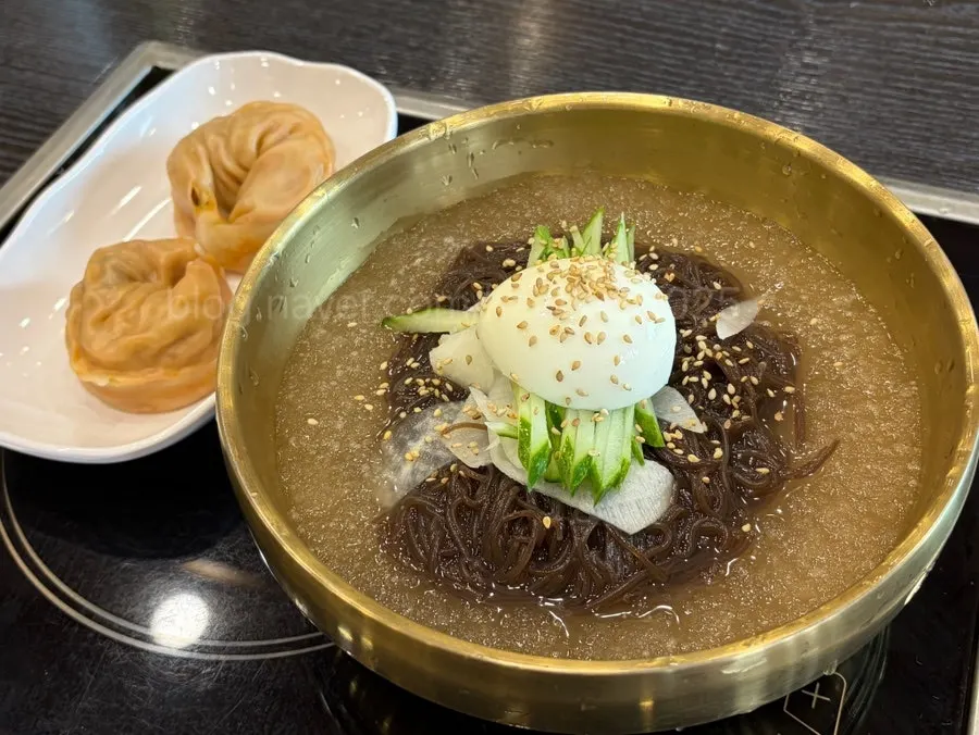 Mul-naengmyeon and kimchi mandu (2pc) set