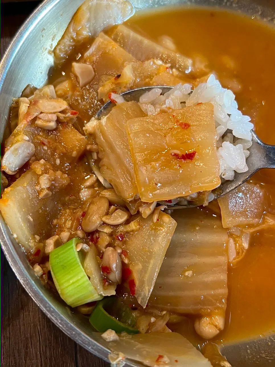 Cross-section of a halved soy-marinated crab showing the meat