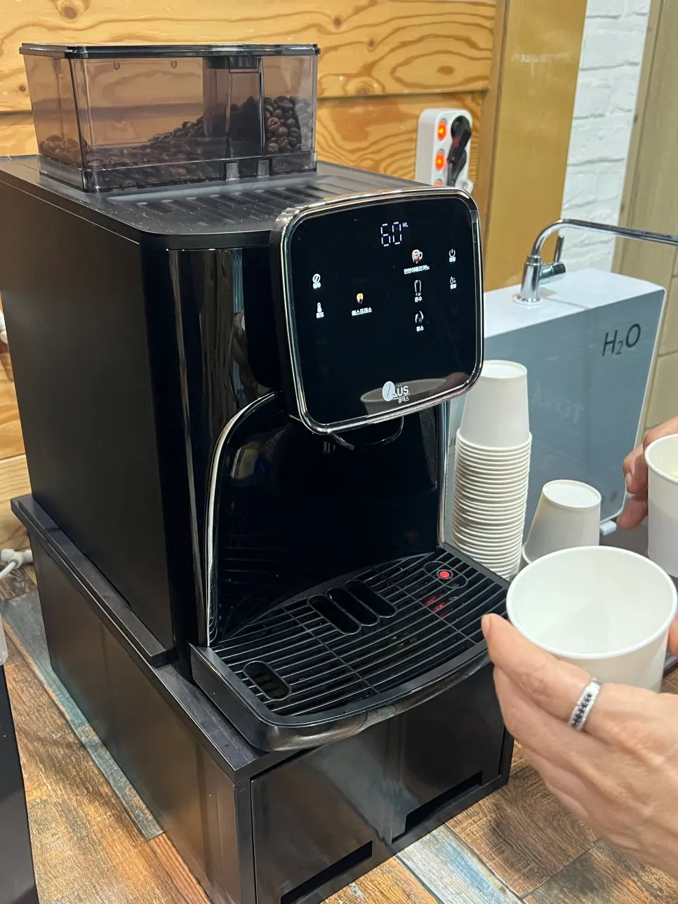 Self-serve corner with mix coffee and Americano
