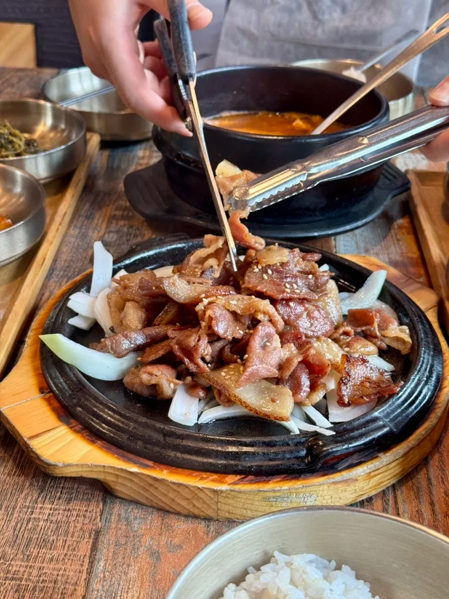 A plate of charcoal-grilled pork